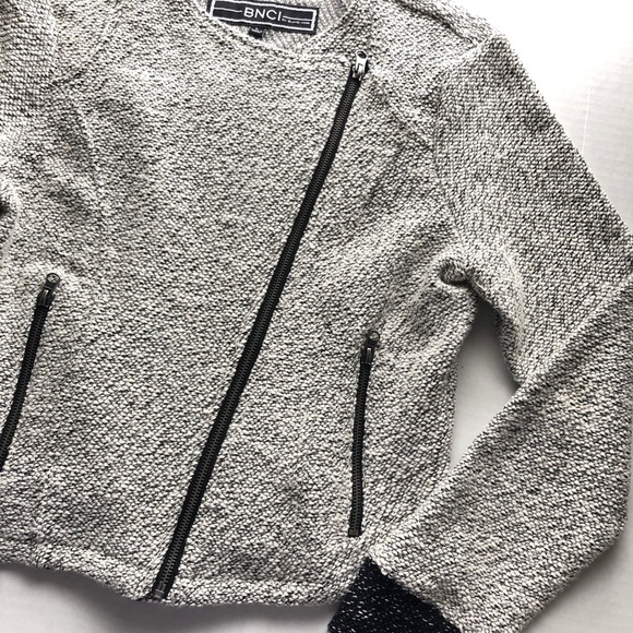 BNCI By Blanc Noir Asymmetrical Zip Sweater Coat Cardigan - Picture 3 of 8